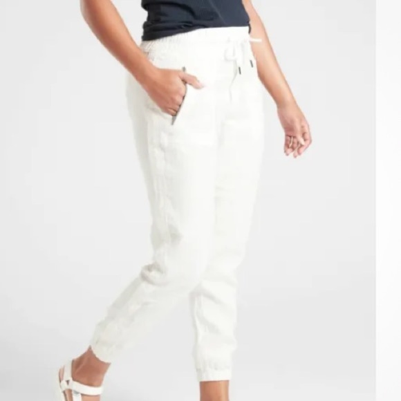 Athleta Cabo Linen Jogger White/Egg Shell Pull On Pants size 20 - Picture 1 of 13